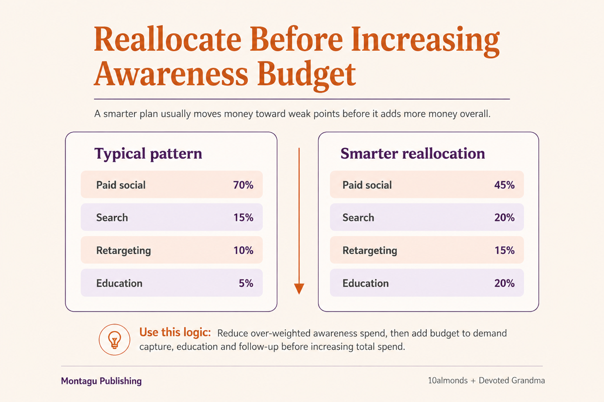 Infographic showing how brands can reallocate existing awareness budget before increasing spend